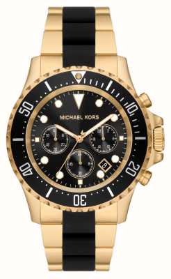 Michael Kors Everest cadran chronographe noir bracelet en acier inoxydable doré MK8979