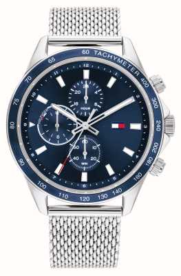 Tommy Hilfiger Miles hommes | cadran chronographe bleu | bracelet en maille d'acier inoxydable 1792018