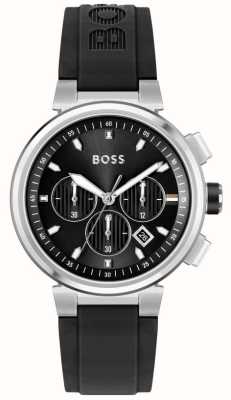 BOSS Celui des hommes | cadran chronographe noir | bracelet en caoutchouc noir 1513997