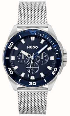 HUGO #frais pour hommes | bracelet en maille d'acier inoxydable | cadran bleu 1530287