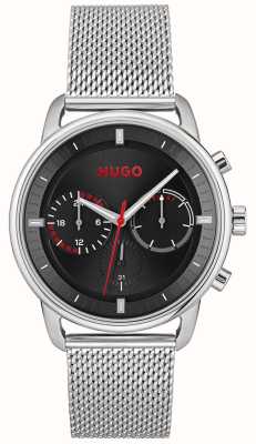 HUGO Hommes | cadran chronographe noir | bracelet en maille d'acier 1530263