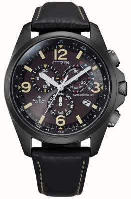 Citizen Chronographe promaster radio piloté eco-drive homme bracelet cuir noir CB5925-15E
