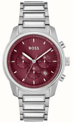 BOSS Tracé masculin | cadran chronographe rouge | bracelet en acier inoxydable 1514004